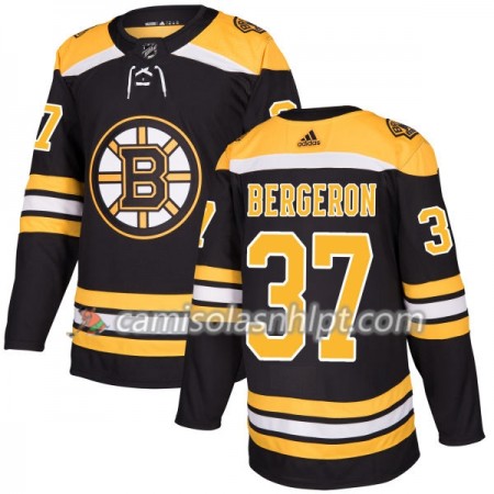 Camisola Boston Bruins Patrice Bergeron 37 Adidas 2017-2018 Preto Authentic - Homem